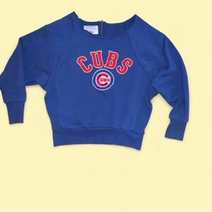 Cubs Blue Off-the-Shoulder Sweater